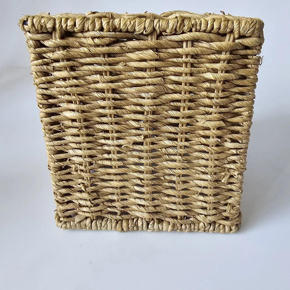 VTG Wicker Tissue Box Cover Holder Green Porcelain Tree Detail Boho Home…